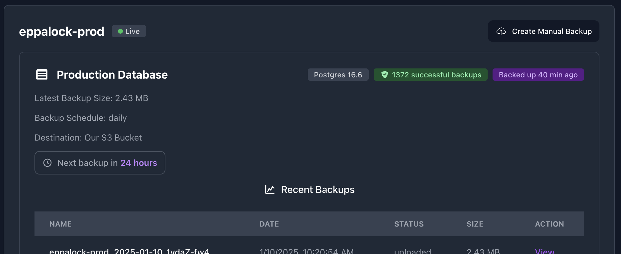 Eppalock Dashboard